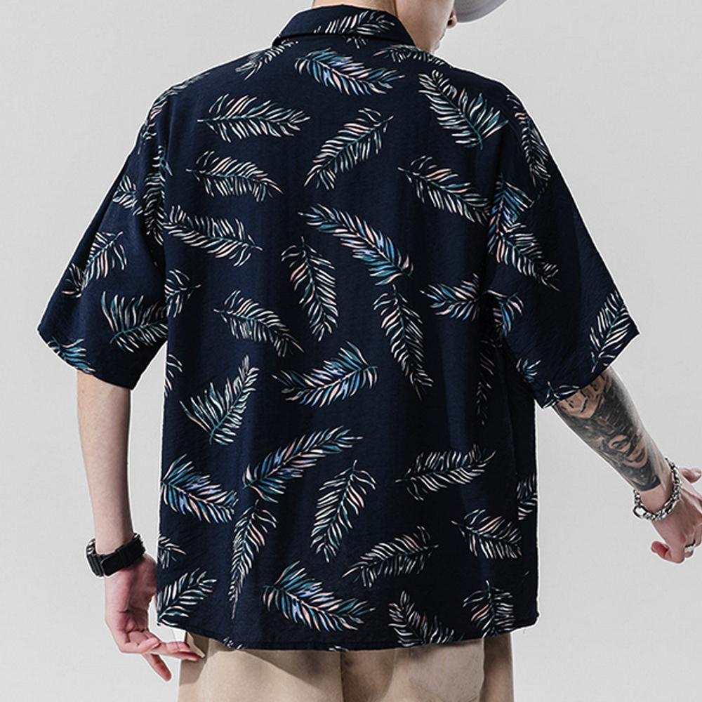 Mens Loose Fit Summer Floral Hawaiian Shirt - Horizon Bliss