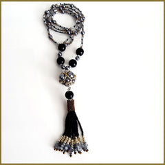 "NEW" Black Beaded Tassel and Hematite - Horizon Bliss