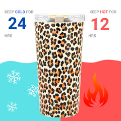 DRINCO® Seattle 20oz Insulated Tumbler Leakproof w/straw-Leopard