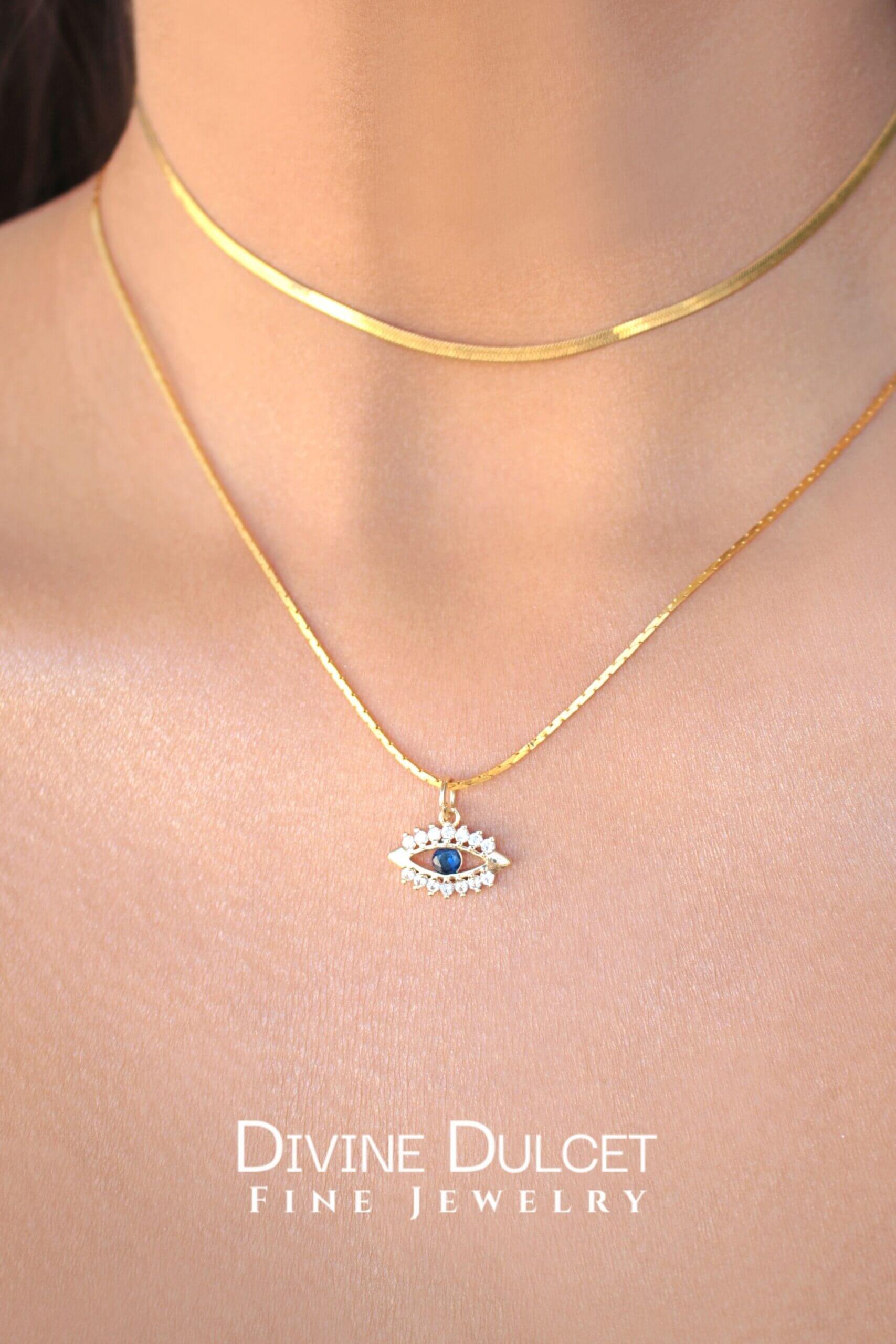 24 Karats Mini Evil Eye Necklace - Horizon Bliss