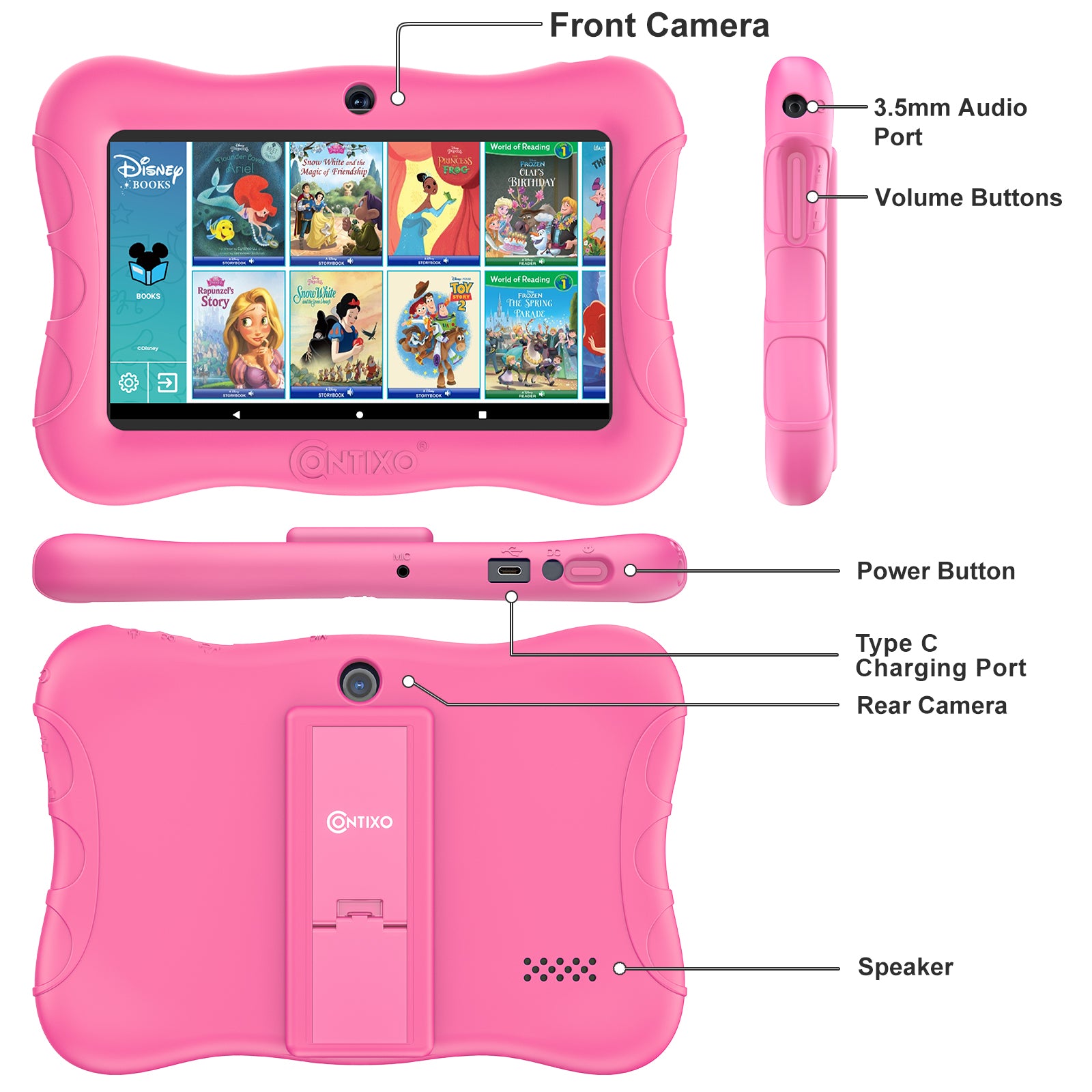 Contixo V9 Pink 7" Kids 32GB HD Tablet Featuring 50 Disney E-Books - Horizon Bliss