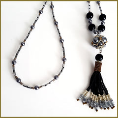 "NEW" Black Beaded Tassel and Hematite - Horizon Bliss