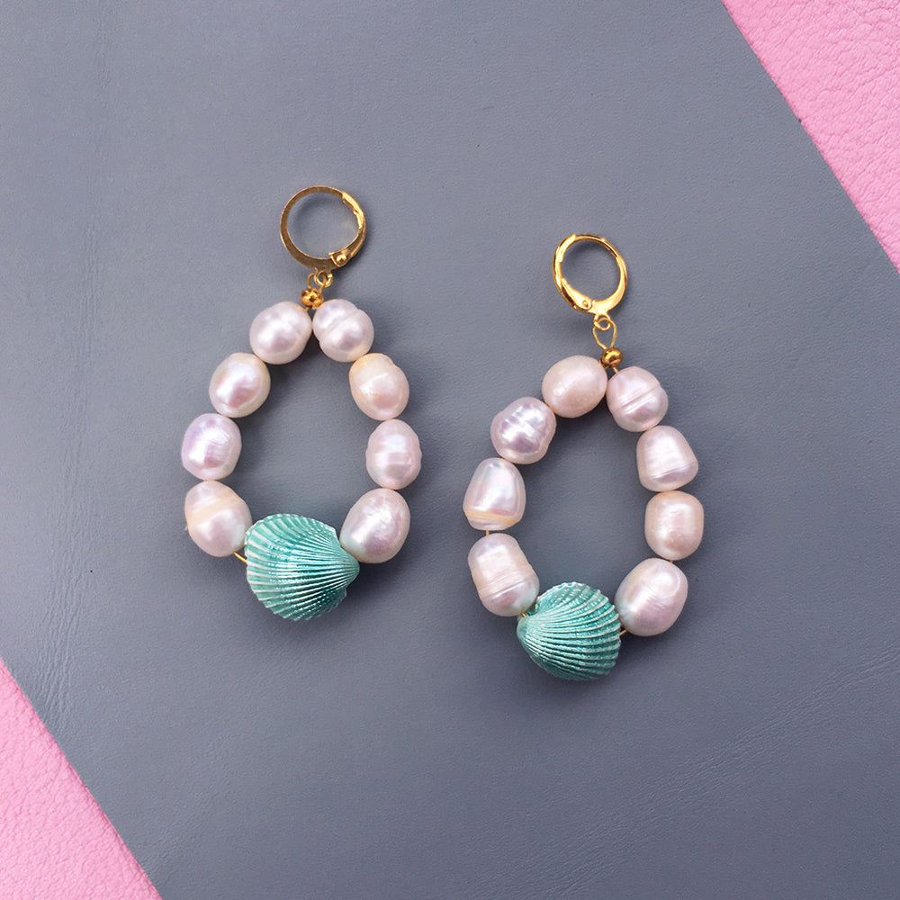 Candy Shell Pearl Earrings - Horizon Bliss