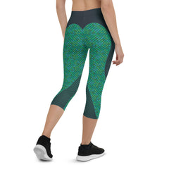 Green Mermaid Capri Leggings for Women