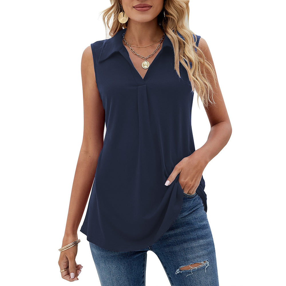 Mothers Day Gifts -Womens Summer Tank Loose Fit Causal Polo Shirts - Horizon Bliss