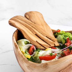 Handmade Olive Wood Salad Hands – 2-Piece Serving Set