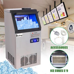 120V / 60HZ Stainless Steel Transparent Cover Commercial Ice Machine - Horizon Bliss