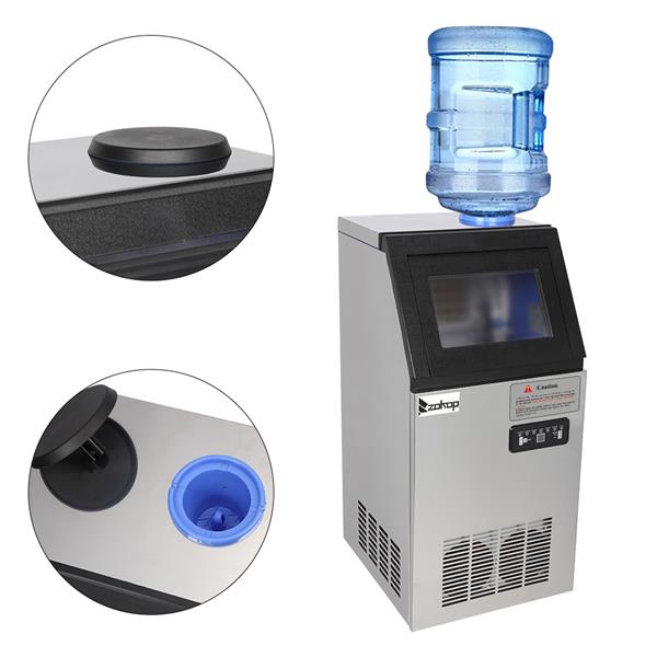 120V / 60HZ Stainless Steel Transparent Cover Commercial Ice Machine - Horizon Bliss