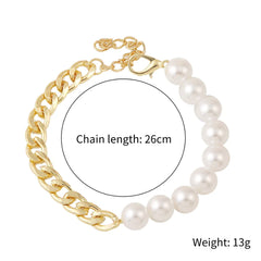 Womens Pearl Beaded Bracelet with Half Chain - Horizon Bliss