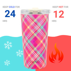 DRINCO® Seattle 20oz Insulated Tumbler Leakproof w/straw-Madras Plaid