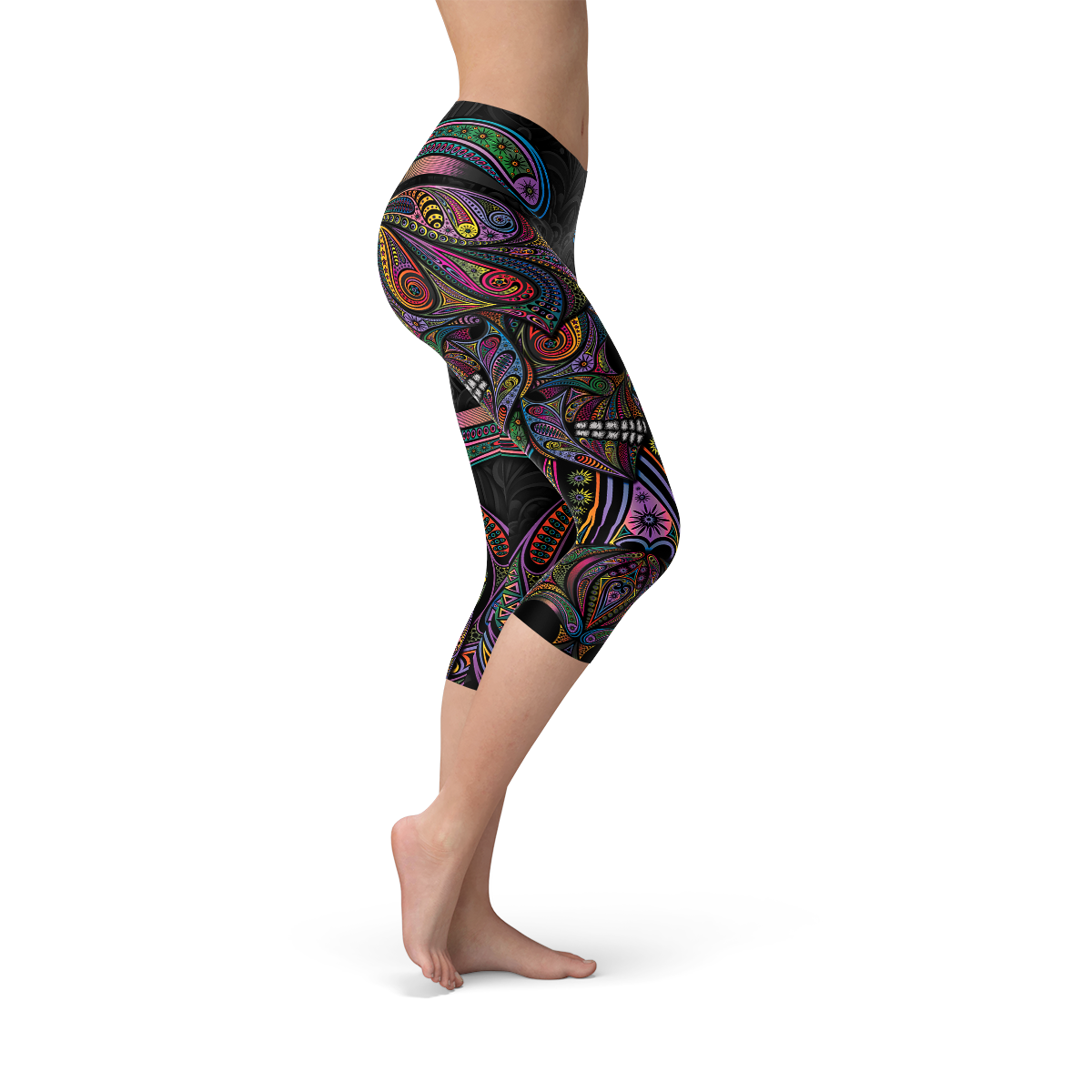 Womens Sugar Skull Capri Leggings - Horizon Bliss