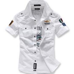 Mens Short Sleeve Military Style Shirt - Horizon Bliss