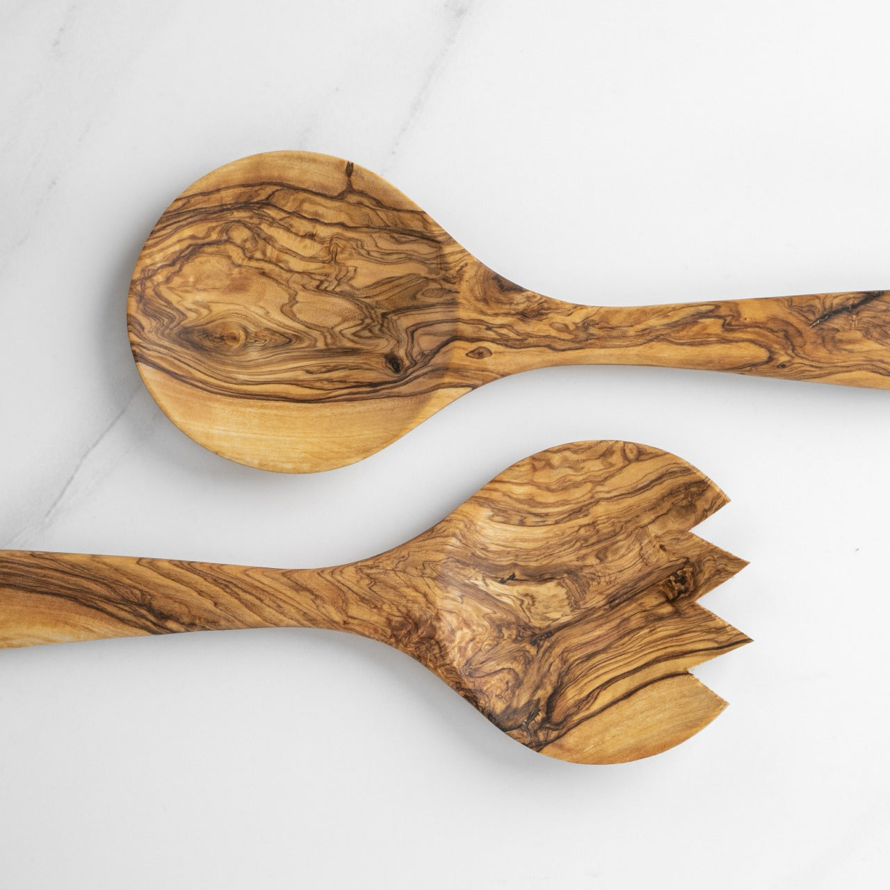 Handmade Olive Wood Salad Serving Set – 2-Piece Fork and Spoon