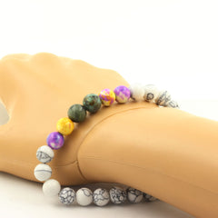 Turquoise + Blue Violet Jasper Violet Yellow Jasper + Howlite Bracelet - Horizon Bliss