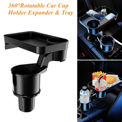 Multifunctional Car Cup Holder with Attachable Tray 360° Swivel - Horizon Bliss