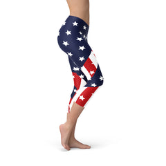 Womens American Flag Capri Leggings - Horizon Bliss