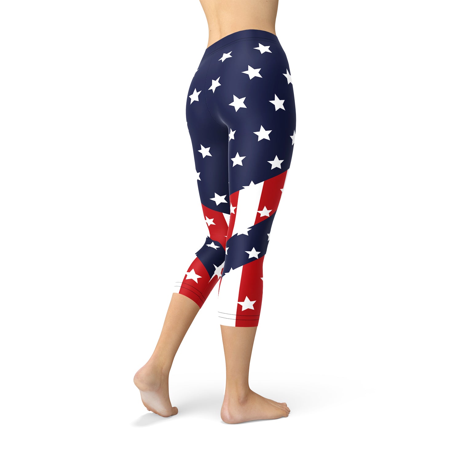 Womens American Flag Capri Leggings - Horizon Bliss