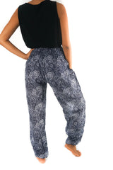 Black Paisley Pants Women Boho Pants Hippie Pants Yoga - Horizon Bliss