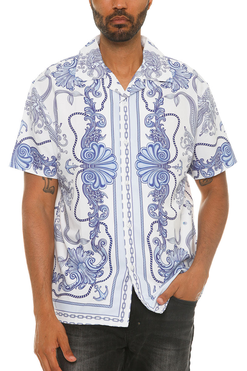 Mens Paisley Print Button Down Shirt - Horizon Bliss