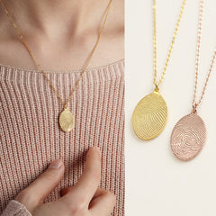 Actual Fingerprint Necklace Memorial Thumbprint Jewelry - Horizon Bliss