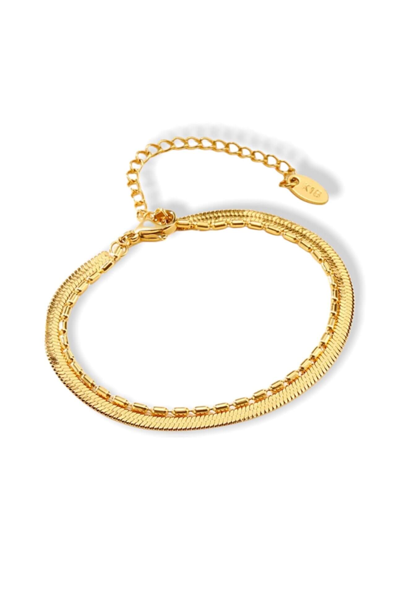 Flat Chain 18 Karats Two Layers Bracelet - Horizon Bliss