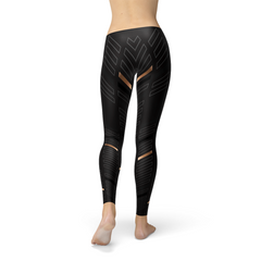 Womens Sports Stripes Black Leggings - Horizon Bliss