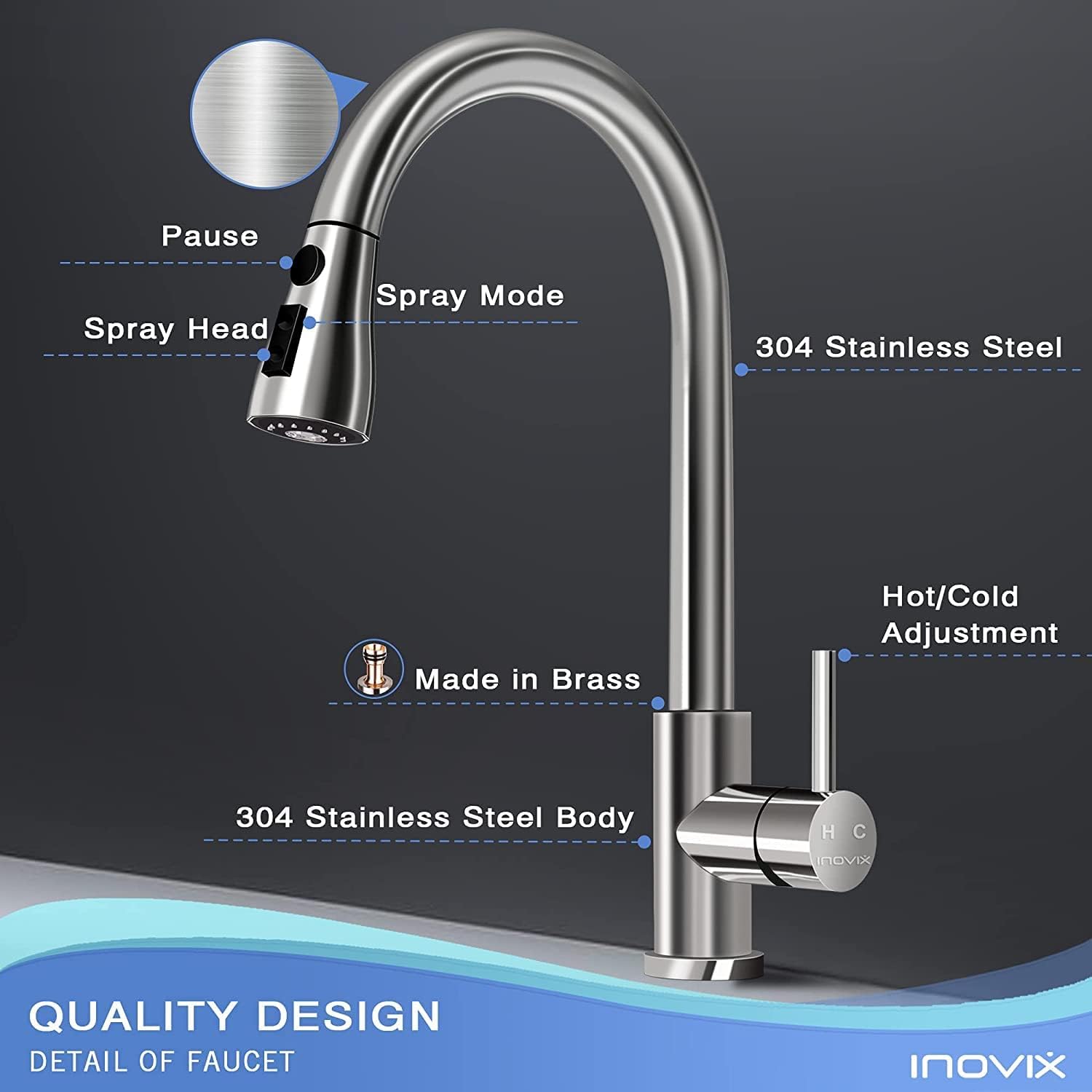 US Pull Down Single Kitchen Faucet