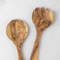 Handmade Olive Wood Salad Serving Set – 2-Piece Fork and Spoon