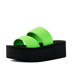 Women's Platform Sandal 2 Band Neon Green - Horizon Bliss