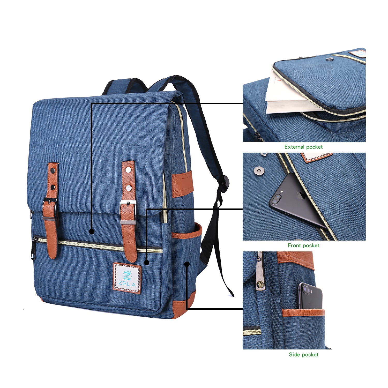 Slim Backpack,College, School & Business Fits 15-inch Laptop-Dark Blue - Horizon Bliss