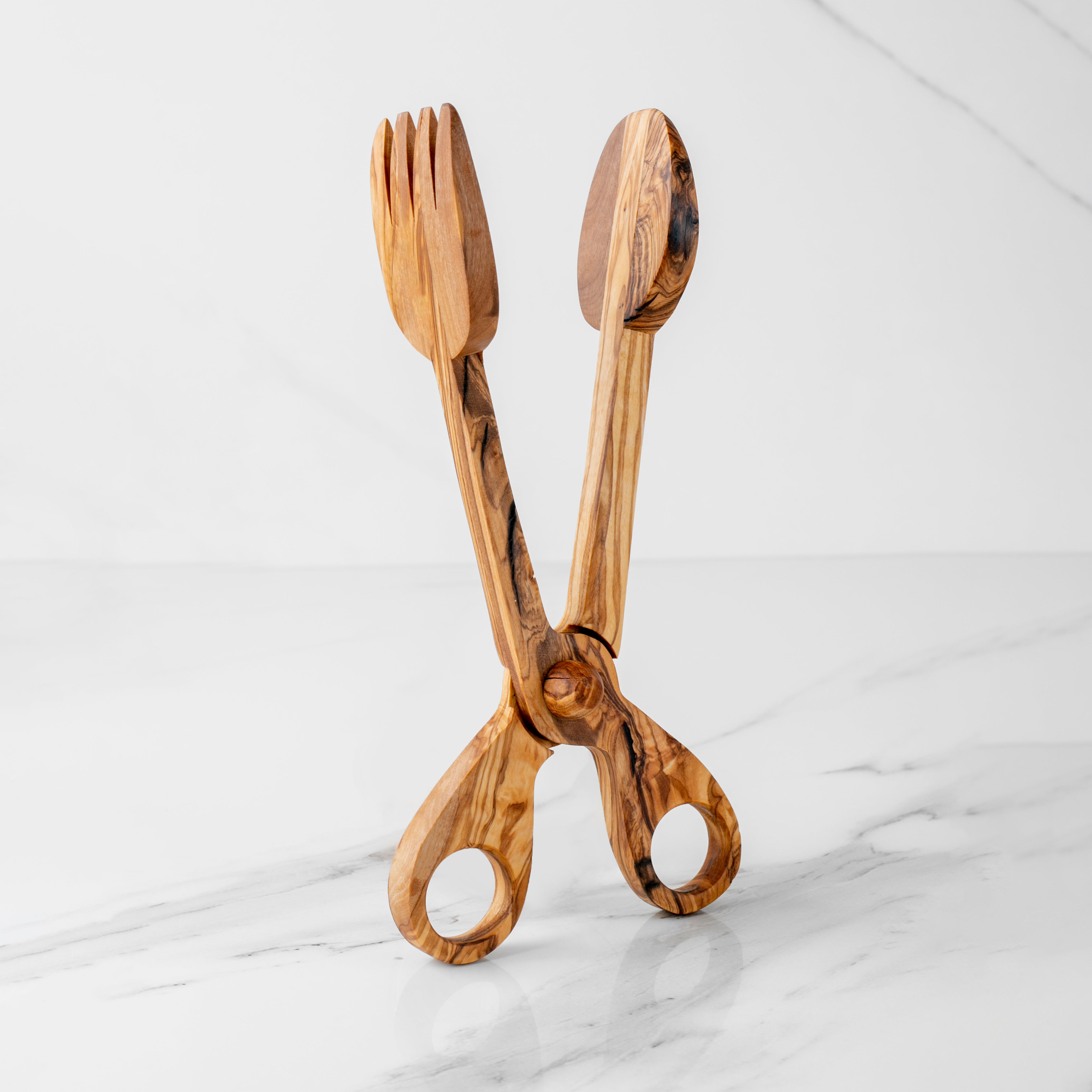 Handmade Olive Wood Salad Tongs | Eco-Friendly Serving Utensils