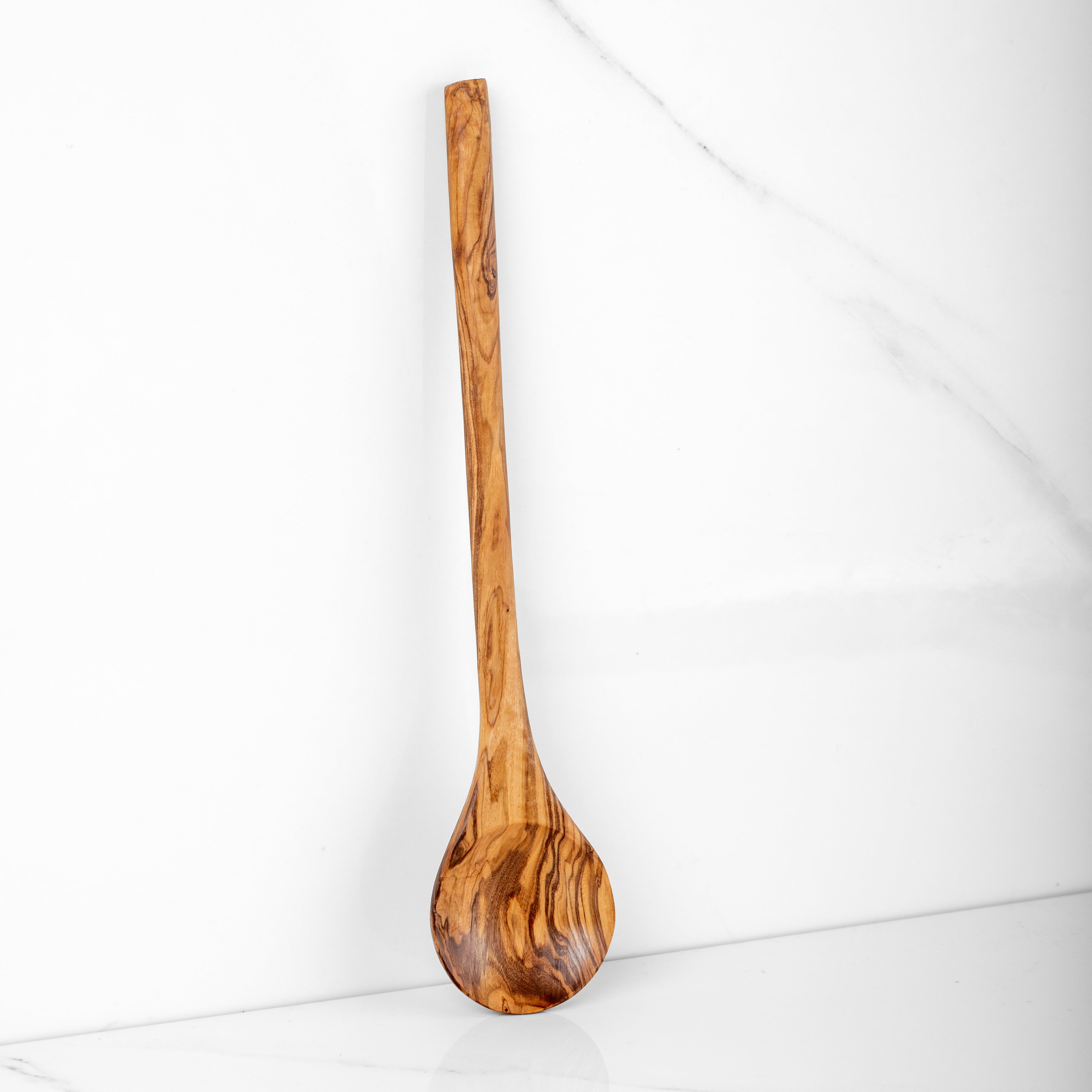 Handmade Olive Wood Round Stirring Spoon, 11.8"