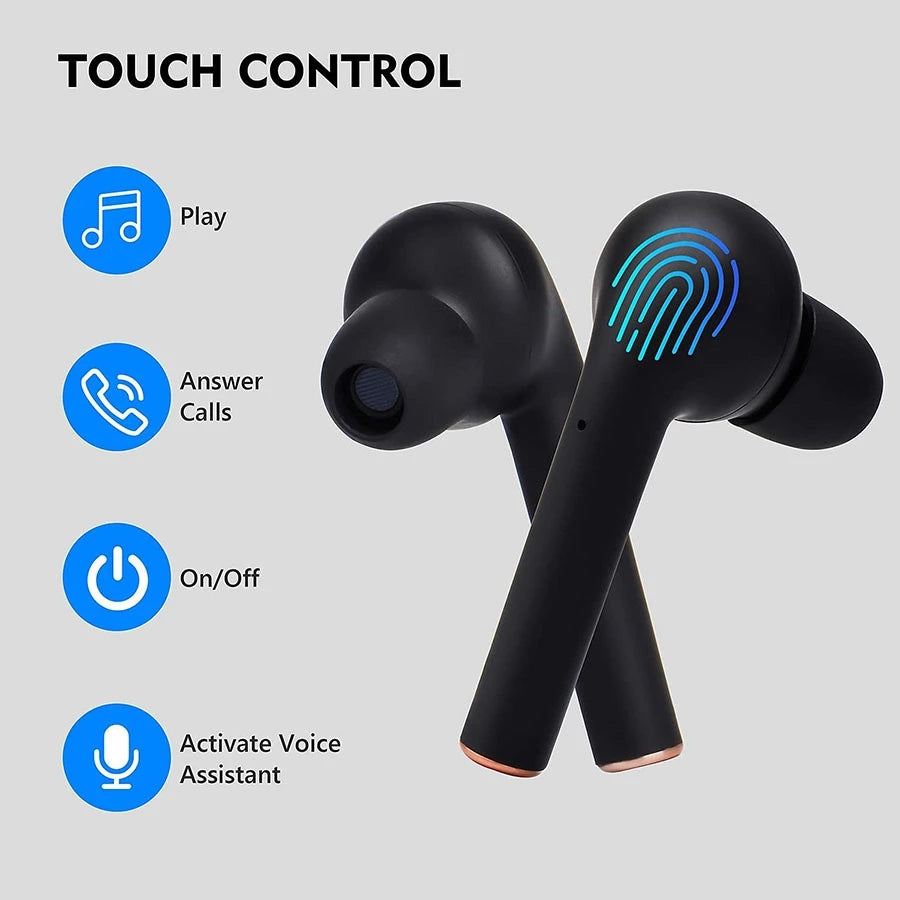 TWS Wireless Earphones Touch Control Bluetooth Headphones Waterproof