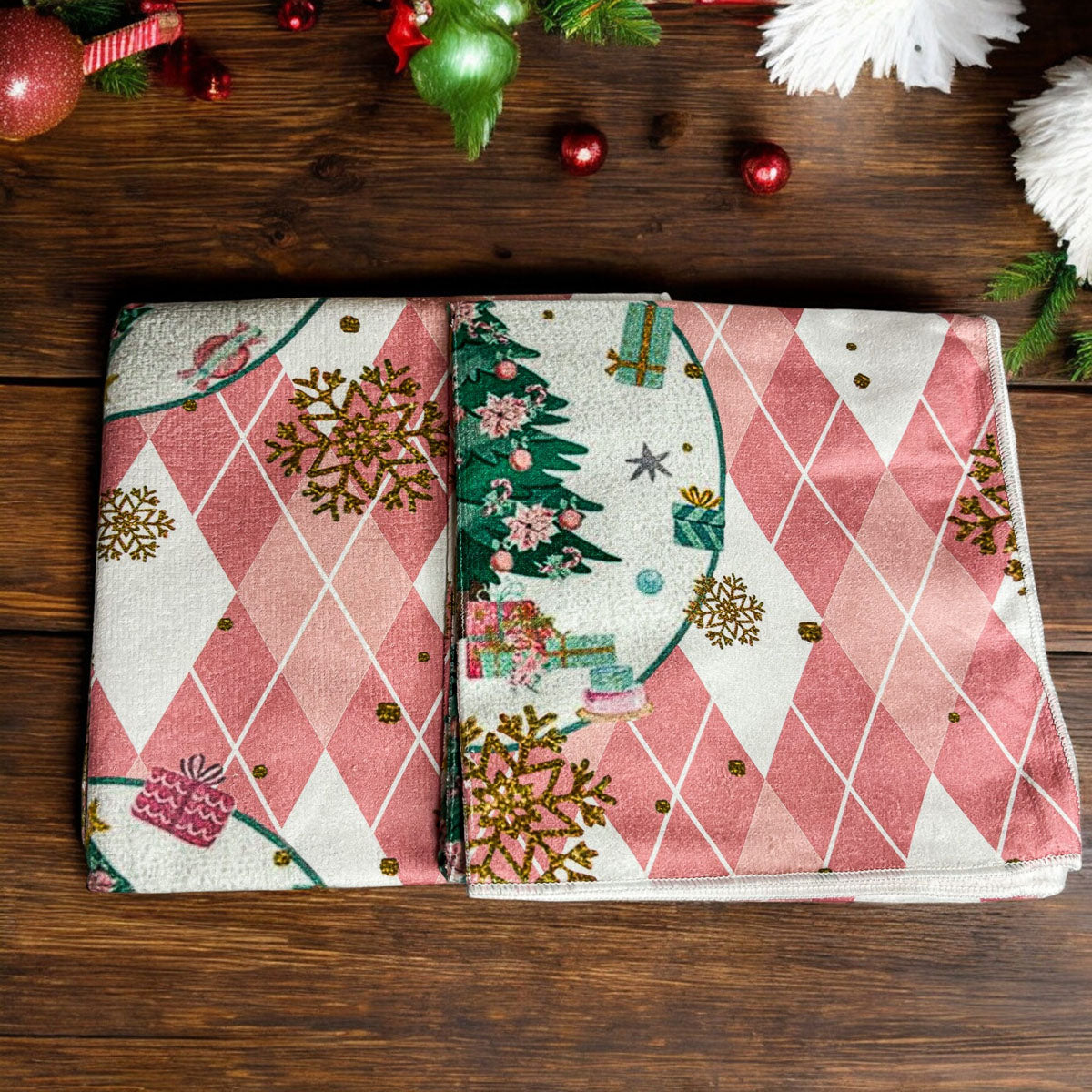 Pink Christmas Hand Towel