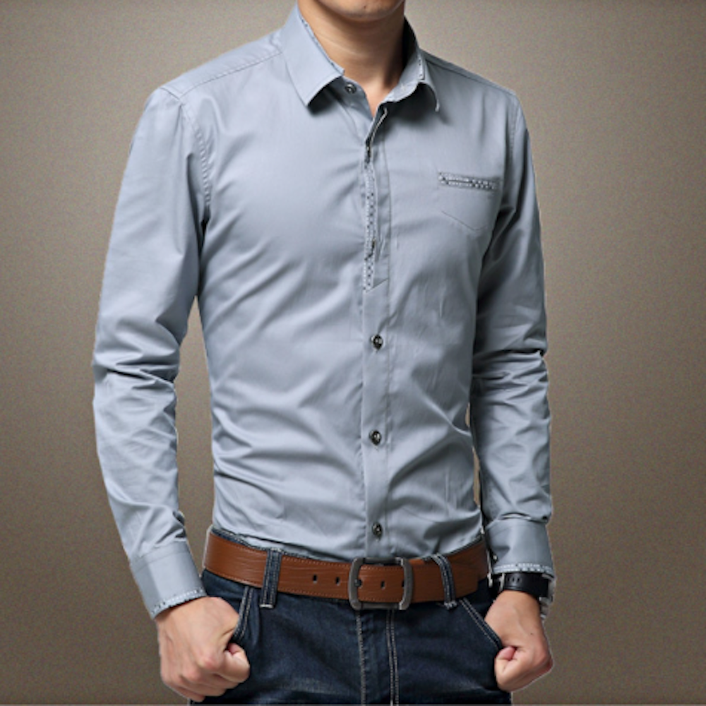 Mens Shirt with Contrasting Pocket and Cuff Details - Horizon Bliss