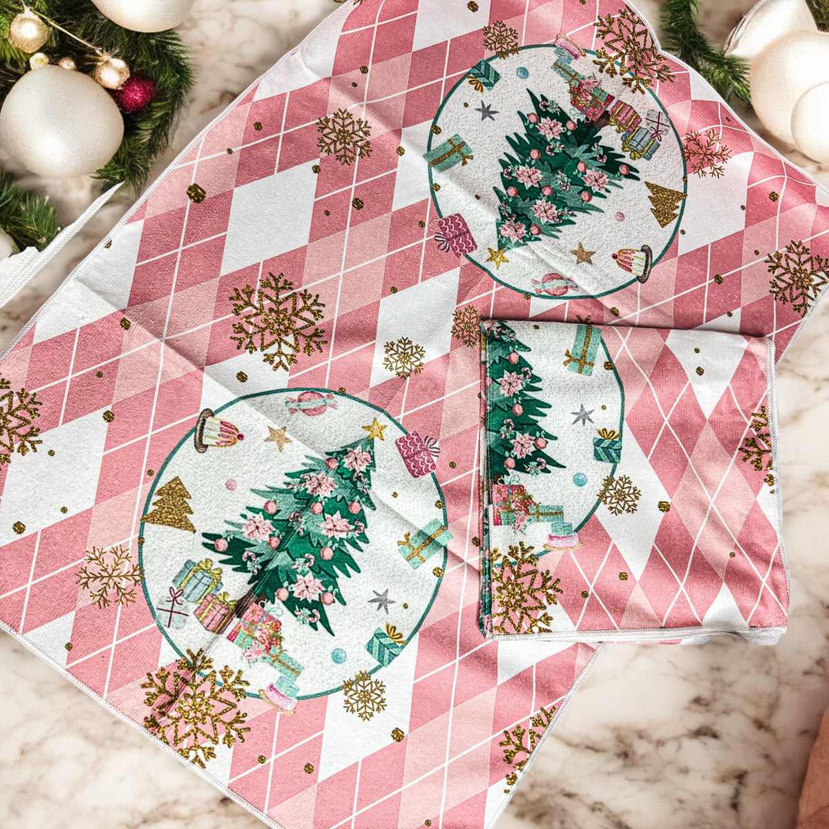 Pink Christmas Hand Towel