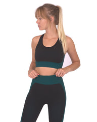 Trois Seamless Sports Bra - Black with Blue