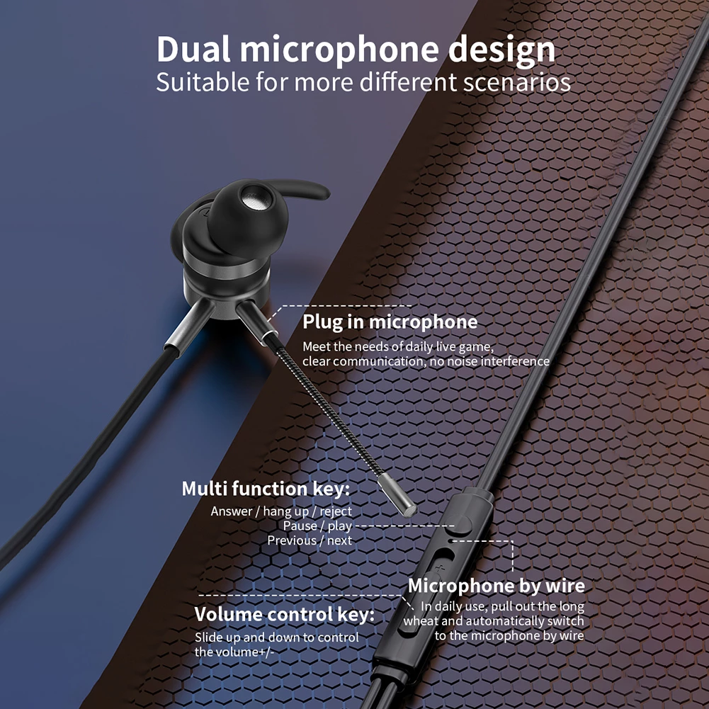 In-Ear Bass Metal Wired Gaming Earphones with Mic - Horizon Bliss