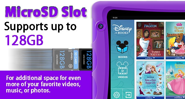 K80-Purple 8" Kids Android 64GB Tablet with Disney E-books and videos - Horizon Bliss