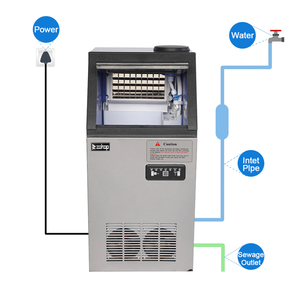 495W 50KG/H 120V Stainless Steel Commercial Ice Machine - Horizon Bliss