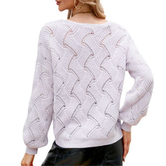 Womens V-Neck Open Knit Sweater - Horizon Bliss