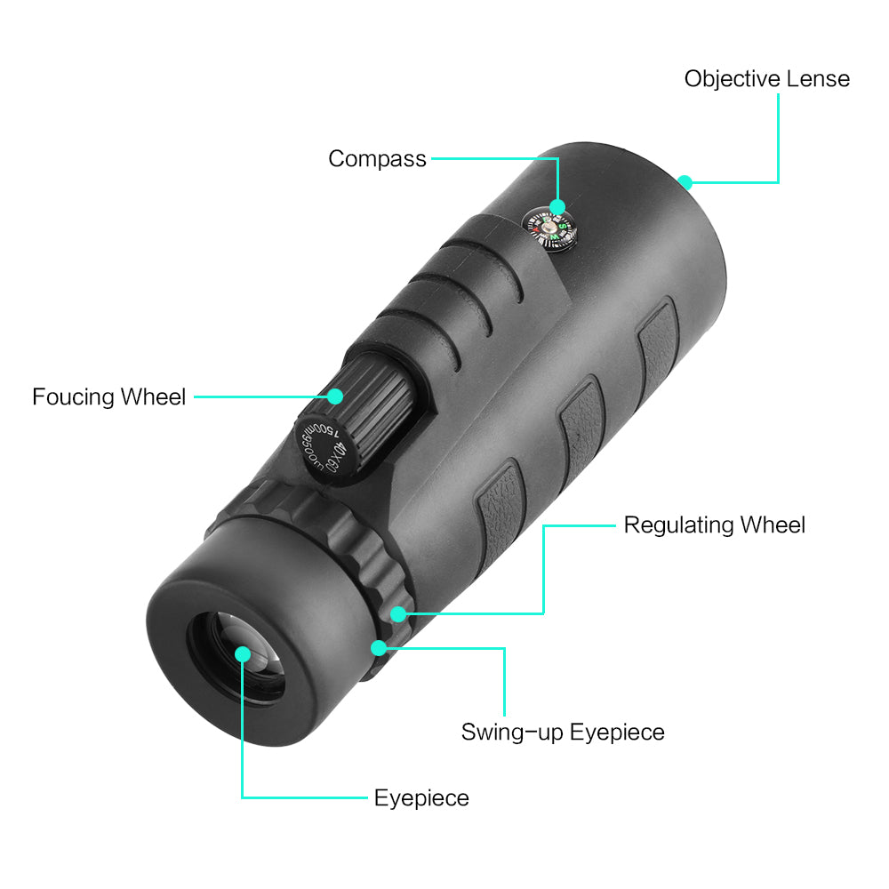 10X HD Optical Monocular Telescope with Phone Clip