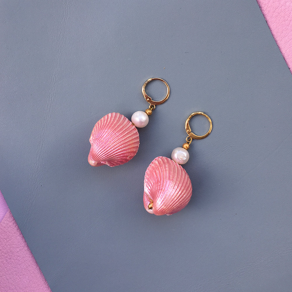 Candy Shell Pearl Earrings - Horizon Bliss