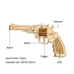 3D Wooden Puzzle Games Revolver Model Building Kits Toys