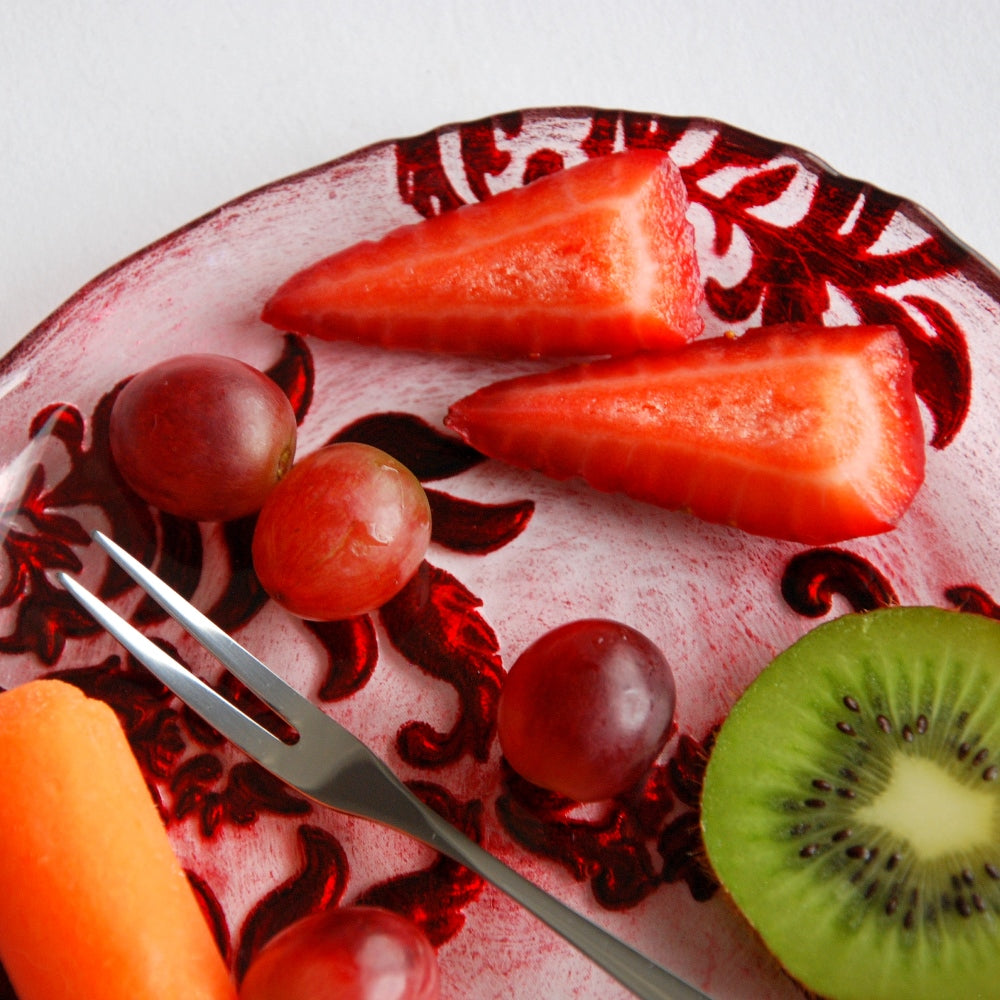 DAMASK Red Velvet Gilded Glass Canapé Plates