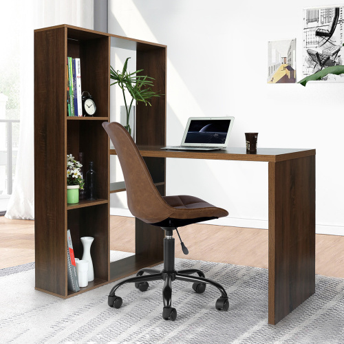 Home Office Study Room Desk L-shape Desktop with shelves - Horizon Bliss