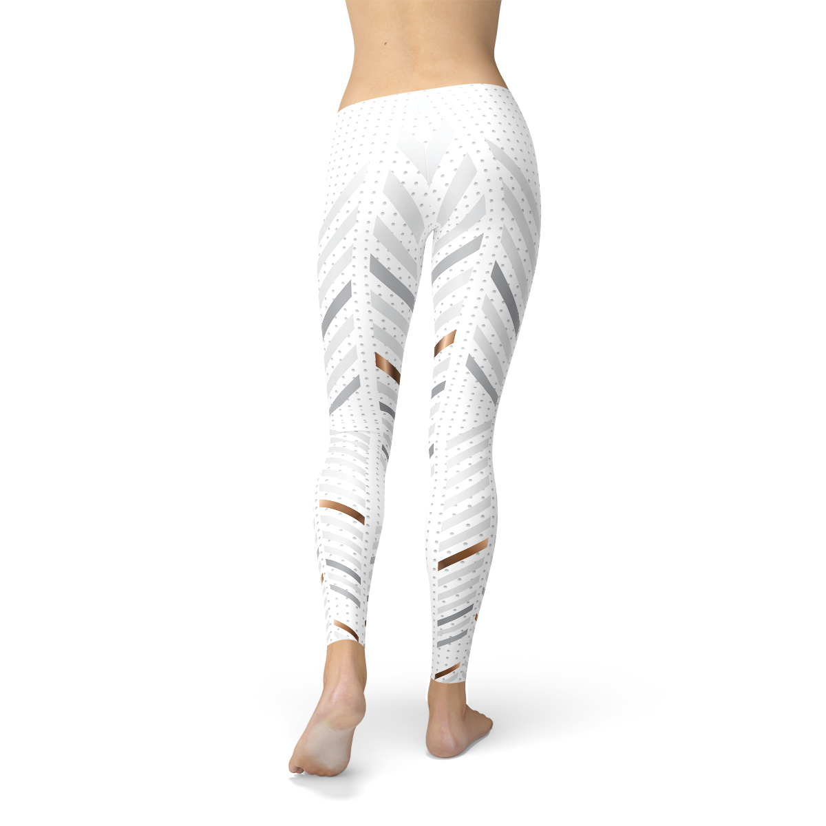 Womens White Stripes Leggings - Horizon Bliss