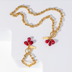 Pomegranate Seeds Necklace in Gold and Red - Horizon Bliss