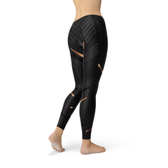 Womens Sports Stripes Black Leggings - Horizon Bliss