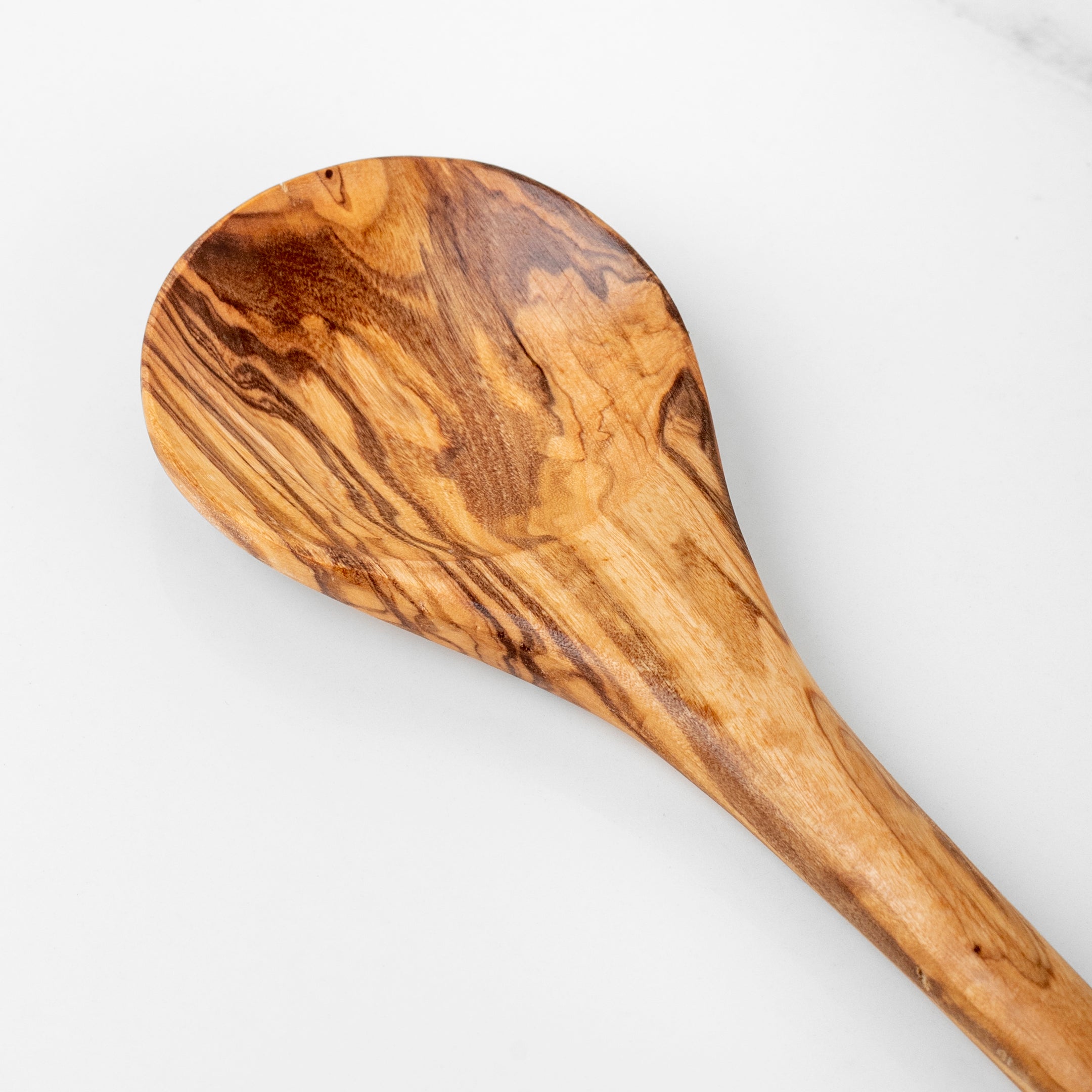 Handmade Olive Wood Round Stirring Spoon, 11.8"